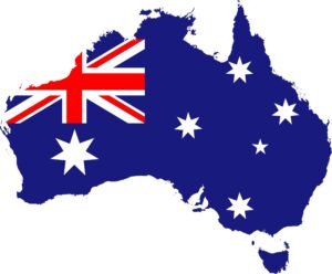 Australian map with flag print