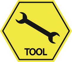 Tool icon in a stop sign
