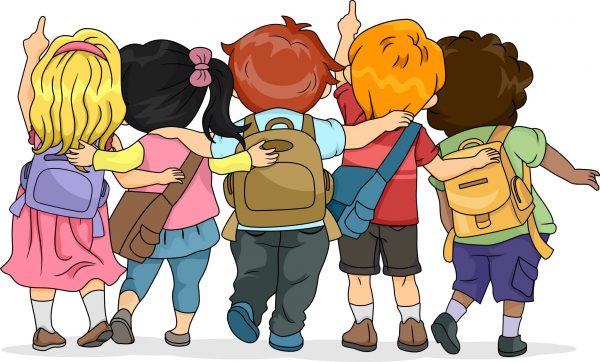 Cartoon Kids with School Bags