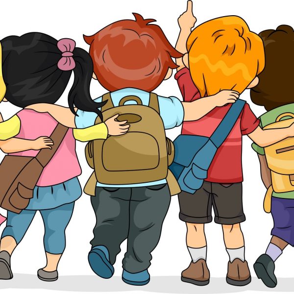 Cartoon Kids with School Bags